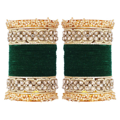 Premium Bridal Metal Bangles – Kundan Stone & Pearl Embellished