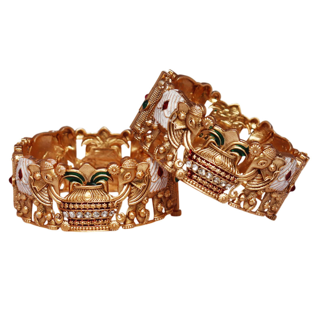 Antique Finish Metal Bracelet with Elephant Artwork