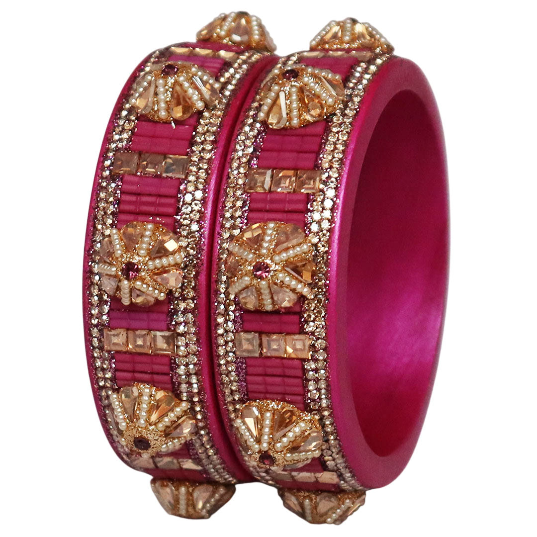 Jaipuri Lac Bangles Kundan Pearl Rhinestone Designer Kada
