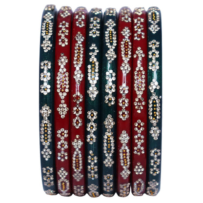 Traditional Lac Bangles Designer Red Green Rajasthani Set