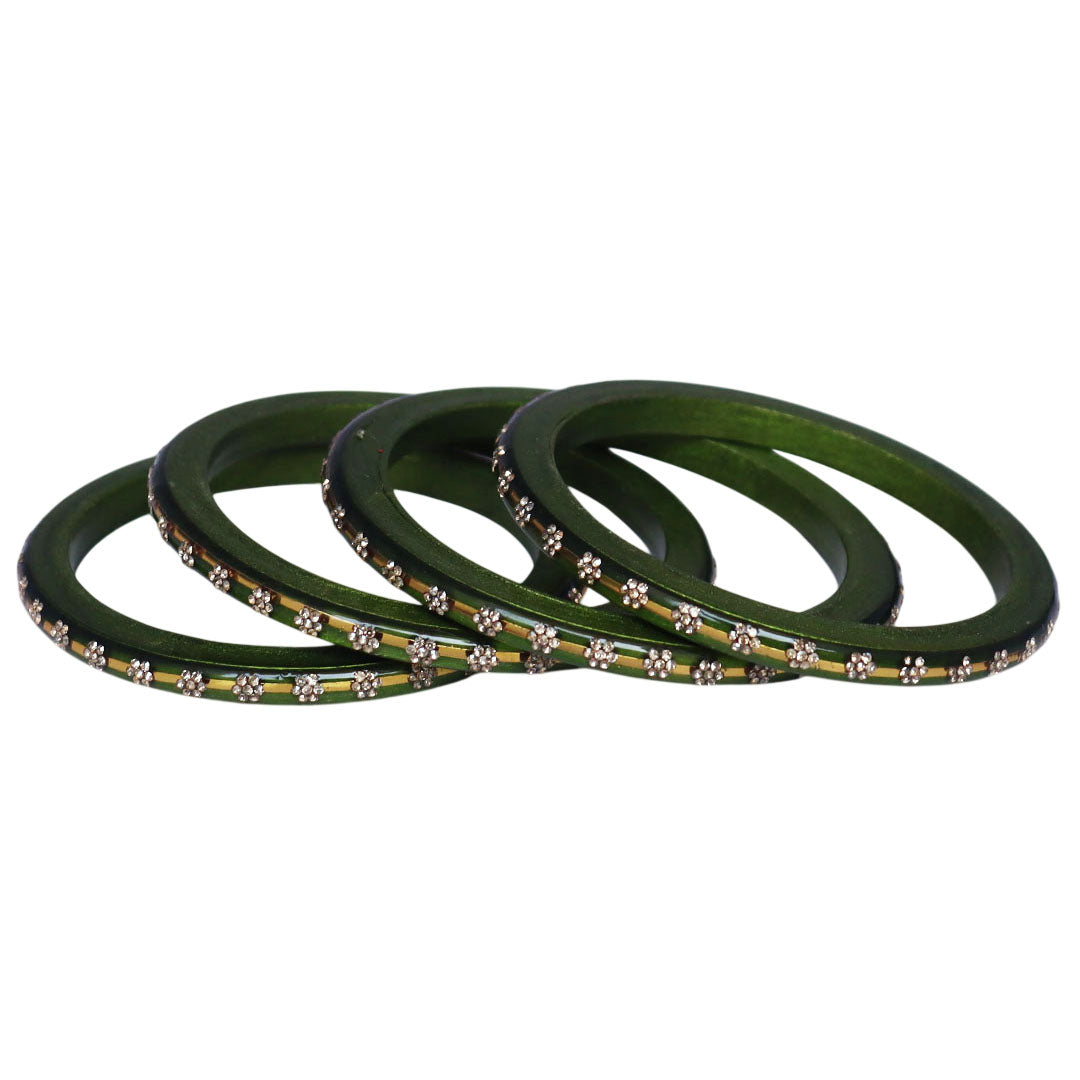 Classic Rajasthani Lac Bangles with Sparkling Flower Stones