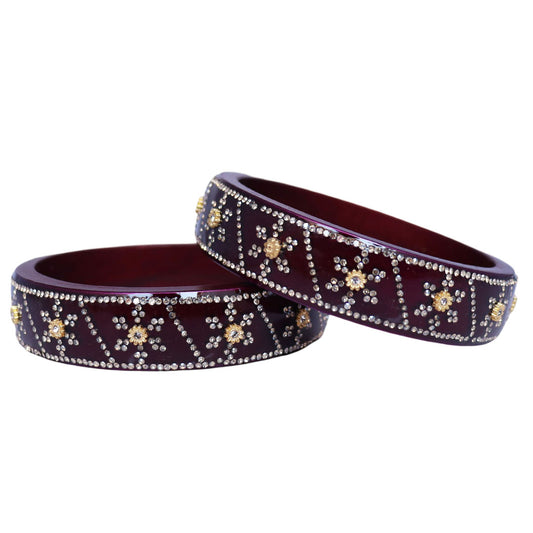 Designer Lac Bangles For Girls in Rhinestones Design