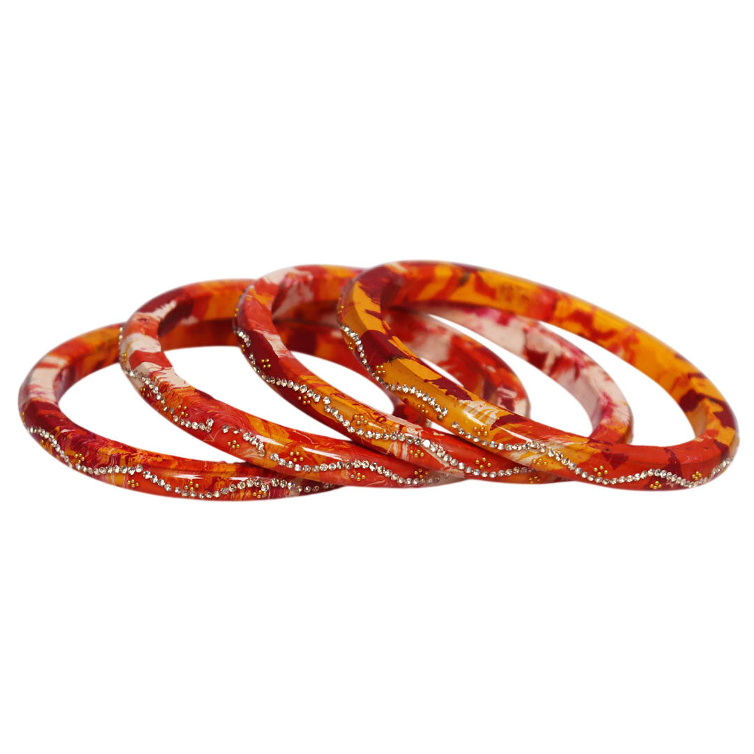 Premium Rajasthani Pure Lac Bangles Set for Women Handmade Glossy Rhinestone Wave Pattern Traditional Jewelry