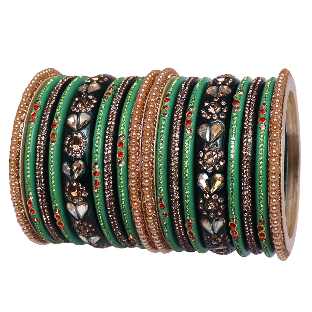 Handmade Lac Bangles For Women With Latest Rhinestones Design