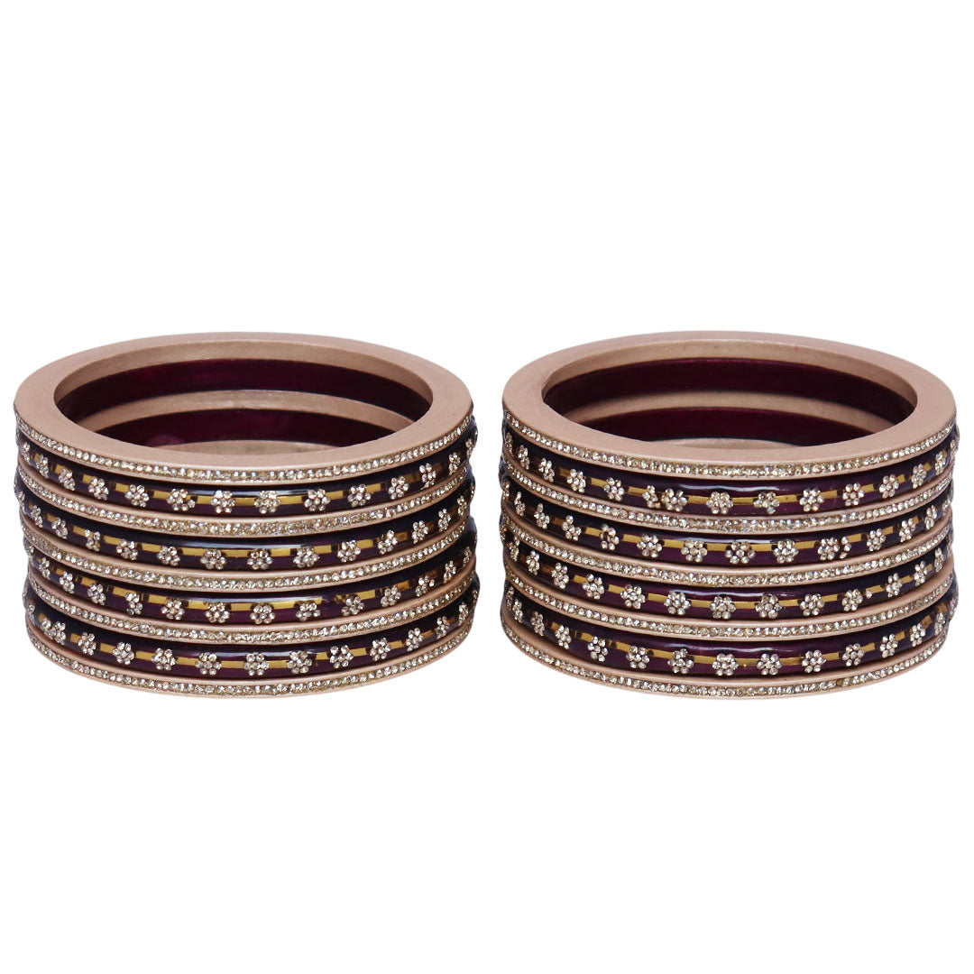 Bridal Rajasthani Lac Bangles Set with Floral Stone Work
