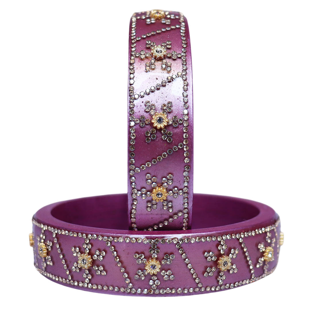 Designer Lac Bangles For Girls in Rhinestones Design