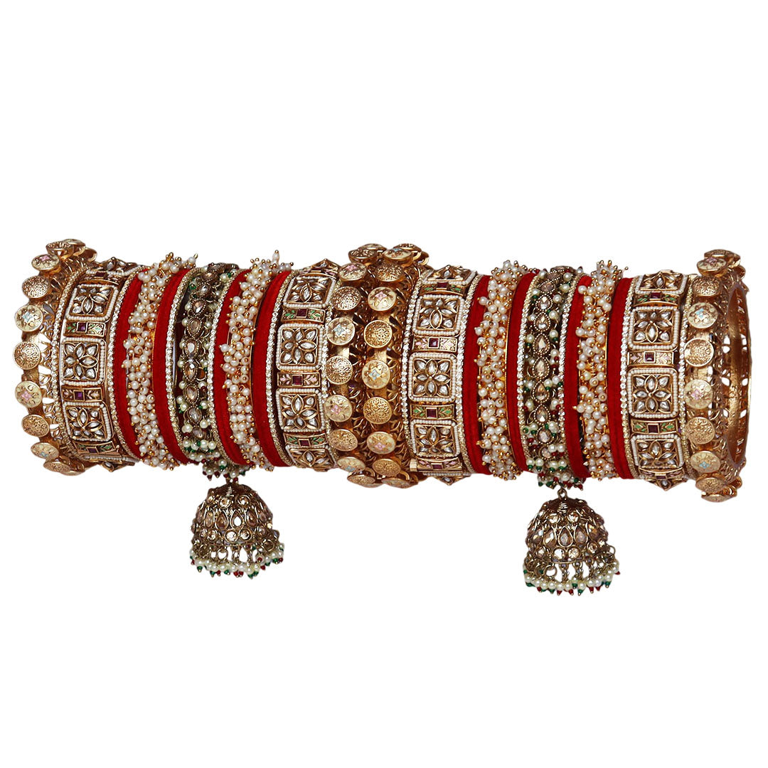 Indian Bridal Chooda Set with Jhumka Hanging's