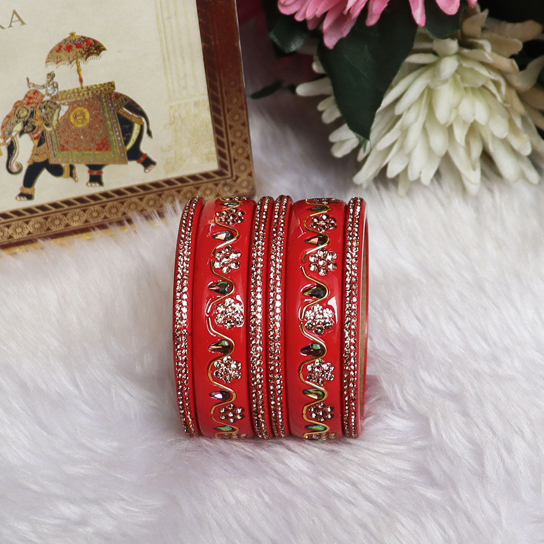 Handmade Traditional Short Lac Bangles Set With Latest Kundan Design
