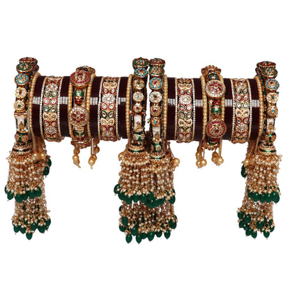 Title: Luxurious Bridal Bangles Set in Traditional Rajwadi Style