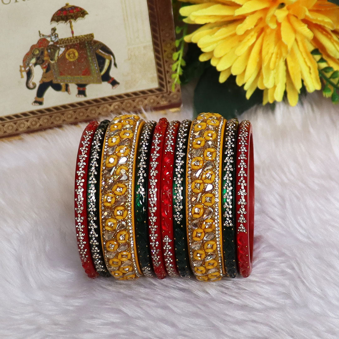 Womens Designer Lac Bangles Set With Latest Kundan Design