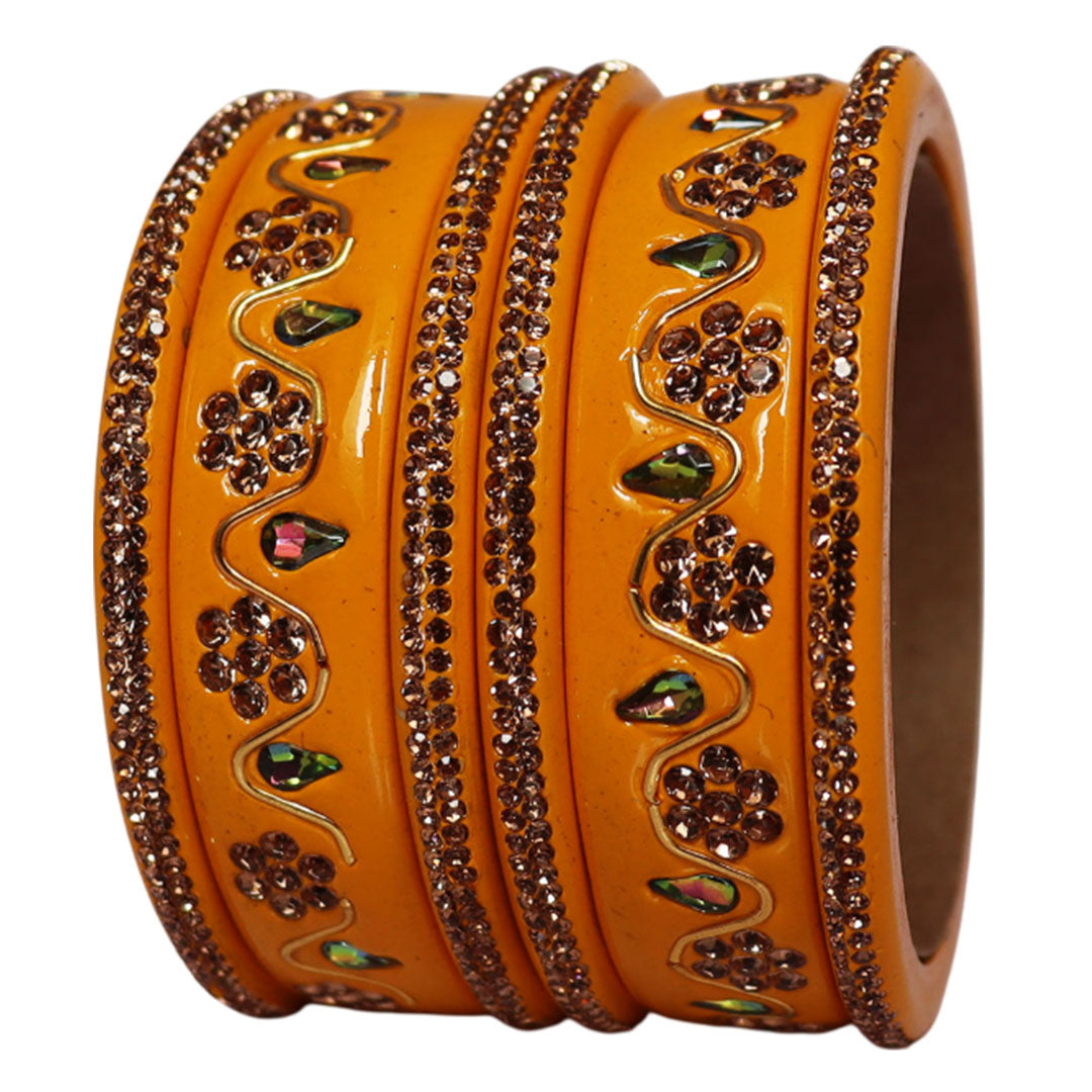 Handmade Traditional Short Lac Bangles Set With Latest Kundan Design