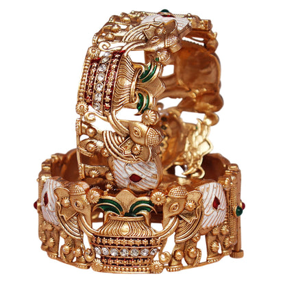 Antique Finish Metal Bracelet with Elephant Artwork