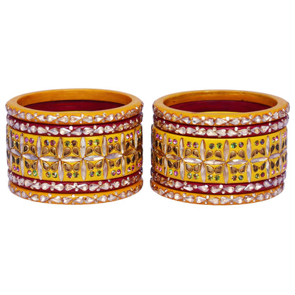 Stylish Short Lac Bangles Set With Latest Kundan-Rhinestones Design