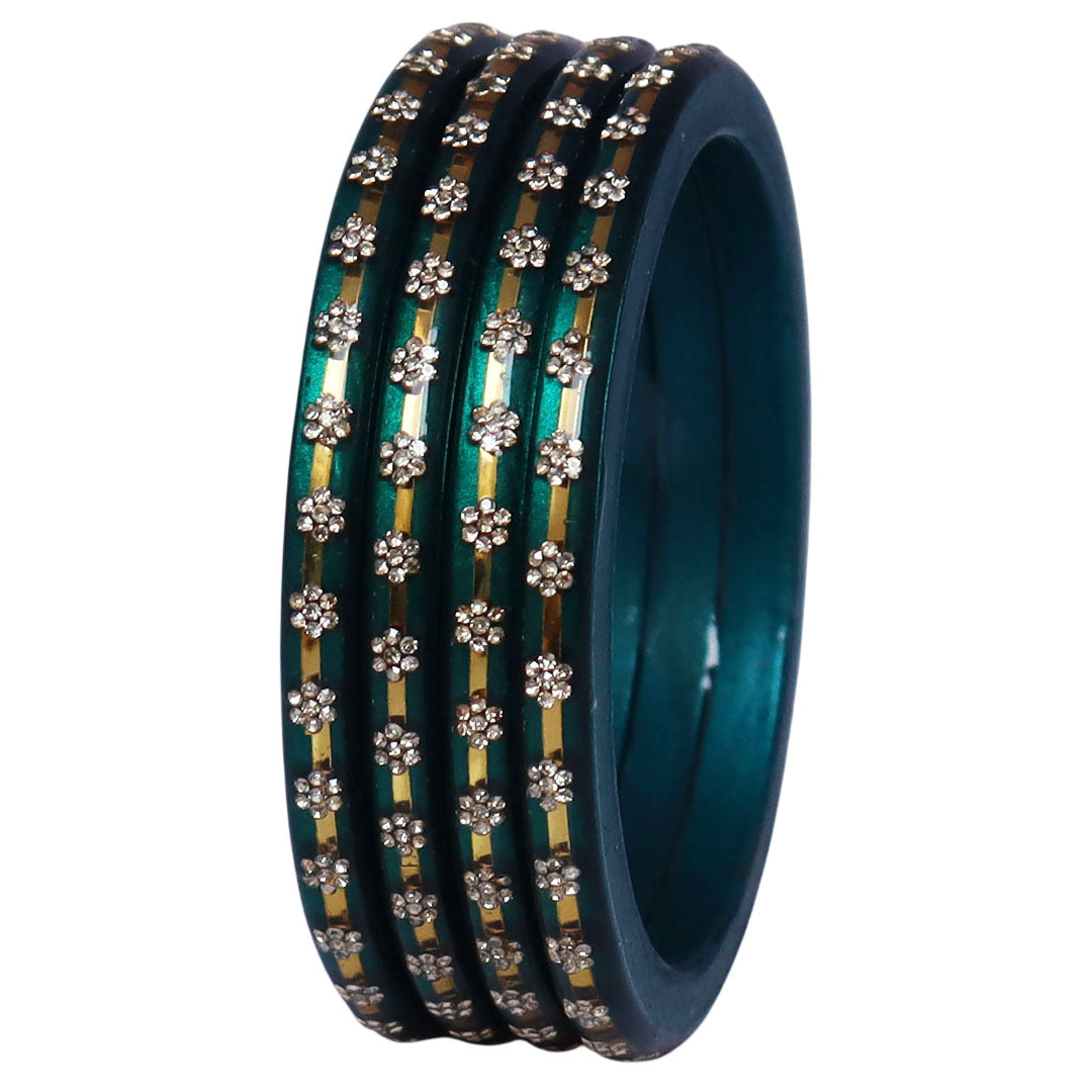 Classic Rajasthani Lac Bangles with Sparkling Flower Stones