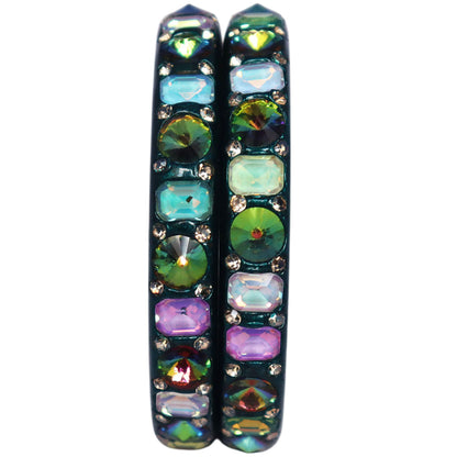Antique Multicolor AD Stone Lac Bangles for Women | Traditional Rajasthani Handmade Bangles Set of 2