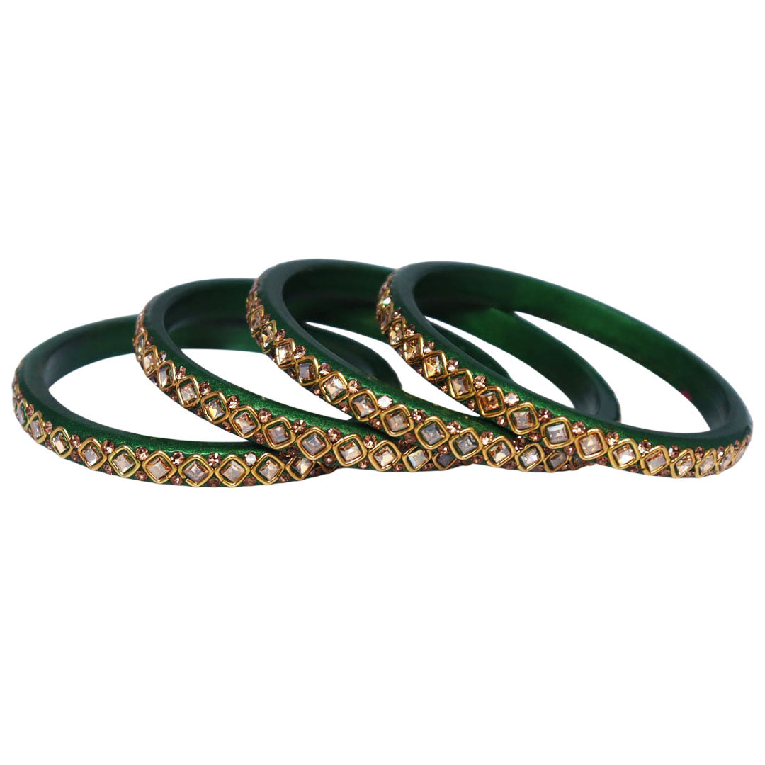 Glossy maroon handmade lac bangles with square Kundan and rhinestones for bridal, wedding, Karwa Chauth, Teej and festive wear