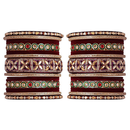 Rajasthani Wedding Chura with Kundan Beads & Velvet Bangles