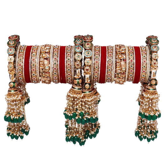 Premium Rajwadi Style Wedding Bangles Set With Devine Ganesha Design