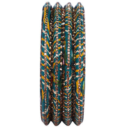 Lehariya Lac Bangles for Women | Traditional Rajasthani Rhinestone Bangles | Glossy Festival & Wedding Bangles By TAJ BRIDAL STORE