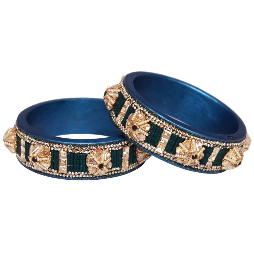 Jaipuri Lac Bangles Kundan Pearl Rhinestone Designer Kada
