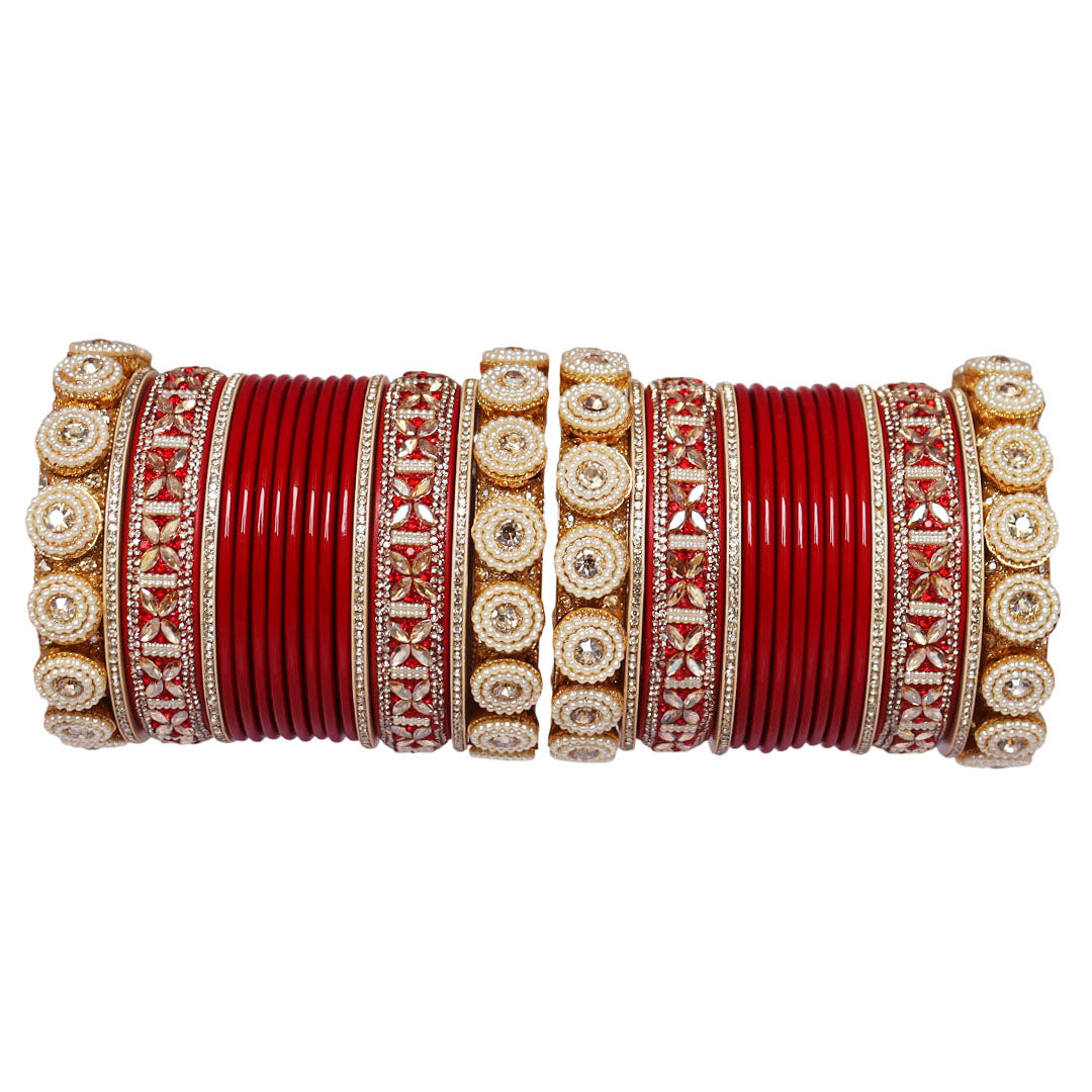 Handmade Rakhi Special Lac Bangles with Kundan Stone Work
