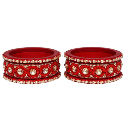 Beautiful Lac Bangles Set with Floral Stone Design for Brides