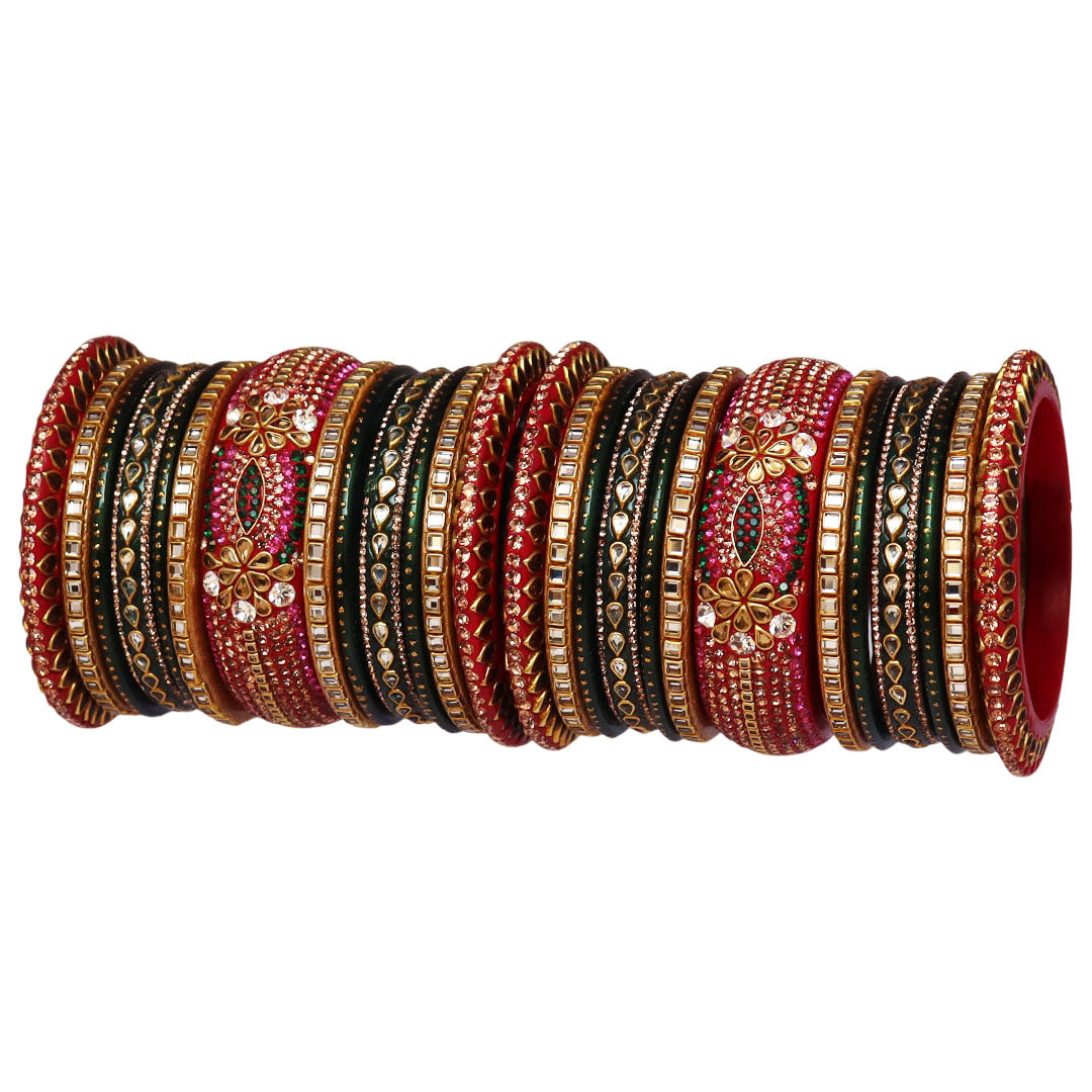 Royal Rajwadi Lac Bangles for Brides with Kundan Embellishments