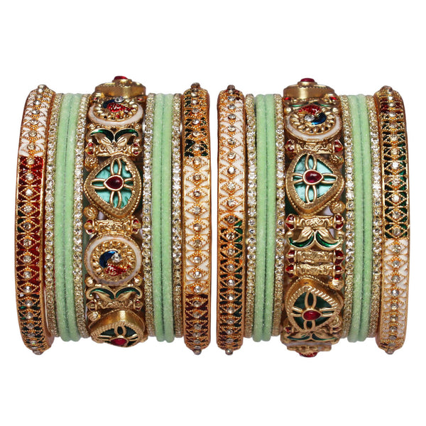 Designer Short Bridal Bangles Set for Women | Traditional Wedding Rajwadi Bangles | TAJ BRIDAL STORE