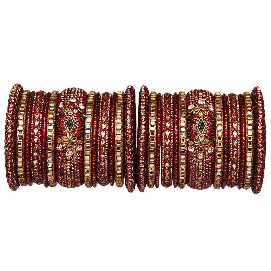 Royal Rajwadi Lac Bangles for Brides with Kundan Embellishments