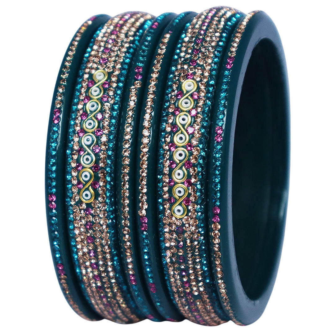 Jaipuri Lac Bangles with Latest Beads & Rhinestone Design