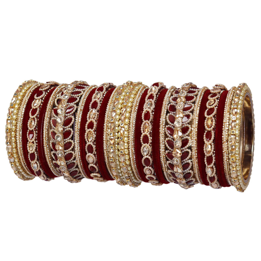 Indian Bridal Wedding Bangles Set – Kundan & Beads Work