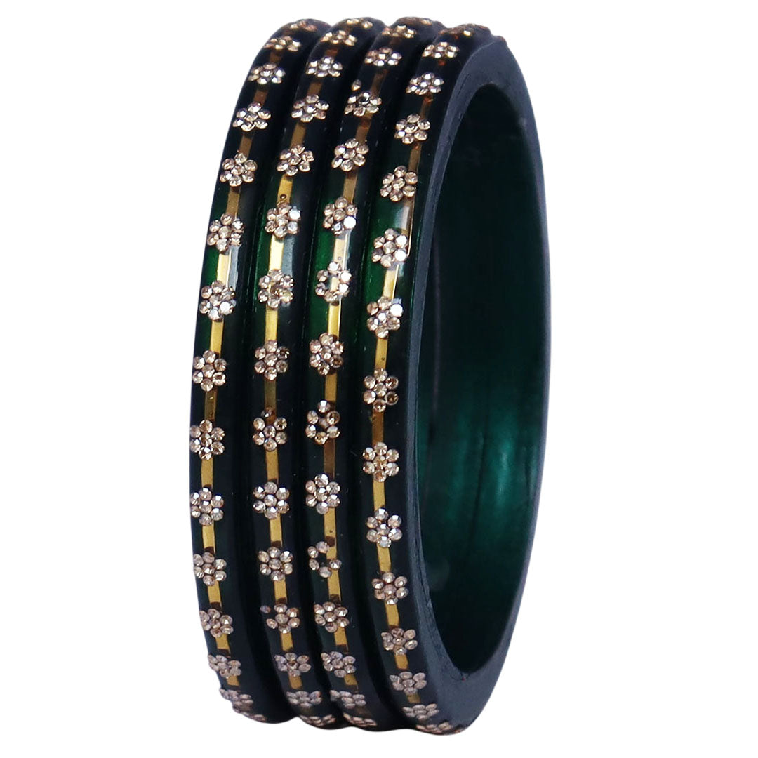 Classic Rajasthani Lac Bangles with Sparkling Flower Stones