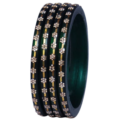 Classic Rajasthani Lac Bangles with Sparkling Flower Stones