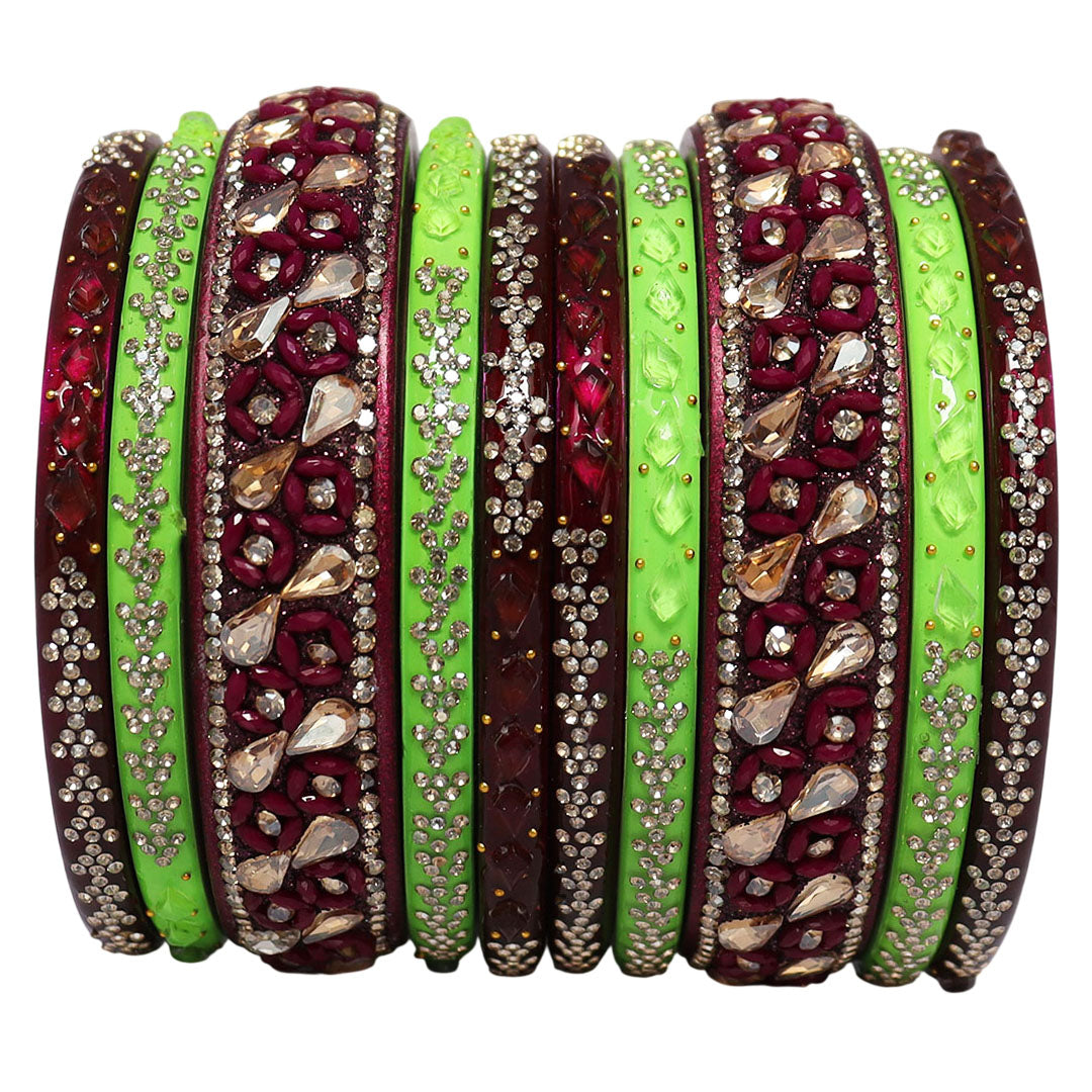 Womens Designer Lac Bangles Set With Latest Kundan Design