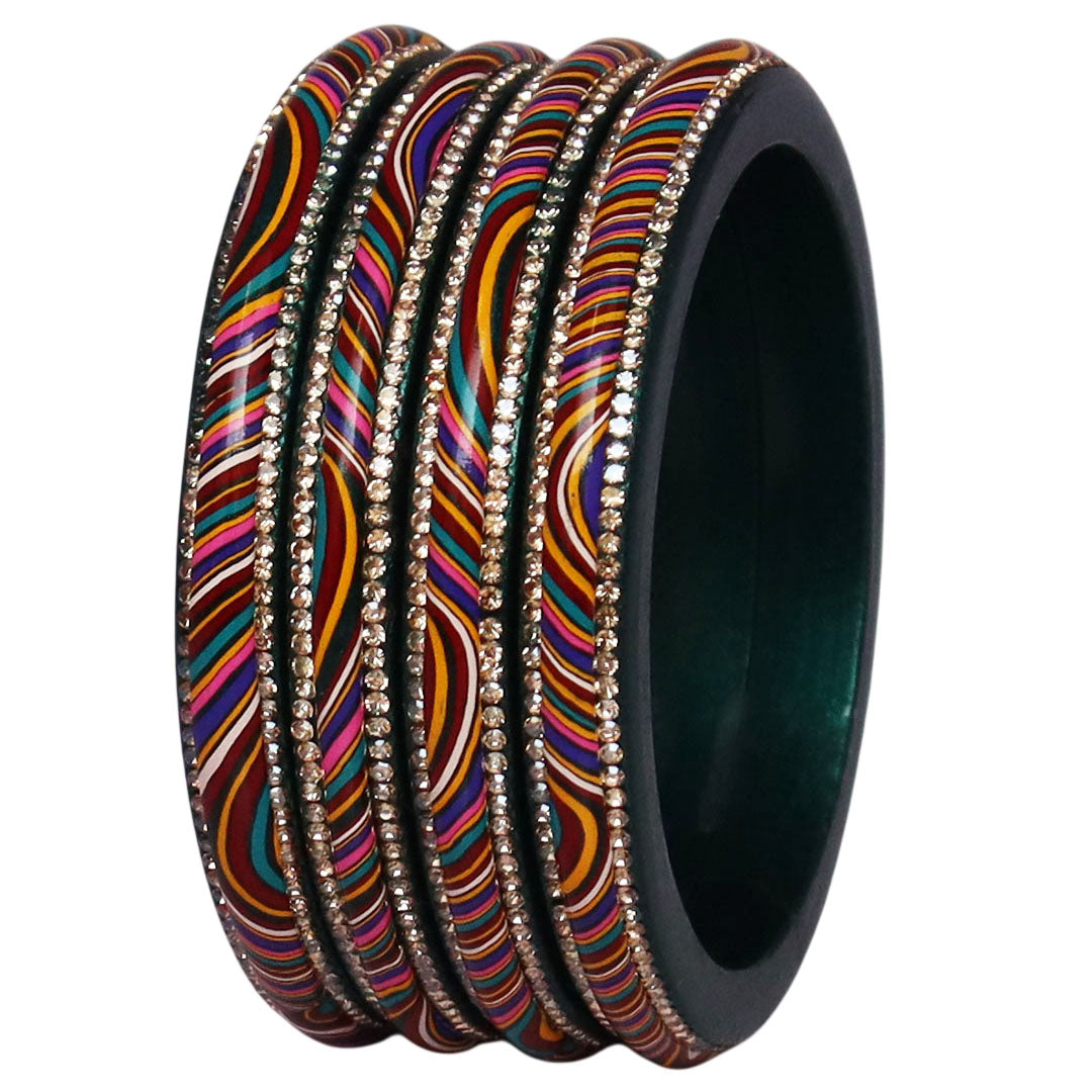 Designer Jaipuri Lac Kada with Multicolor Lahariya Artwork