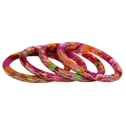 Traditional Rajasthan Handmade Lac Bangles for Women Designer Glossy Rhinestone Wave Pattern Jewelry Set