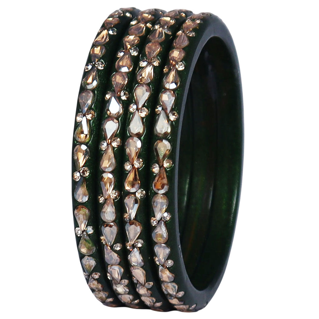 Traditional Stone Studded Lac Bangles For Women's