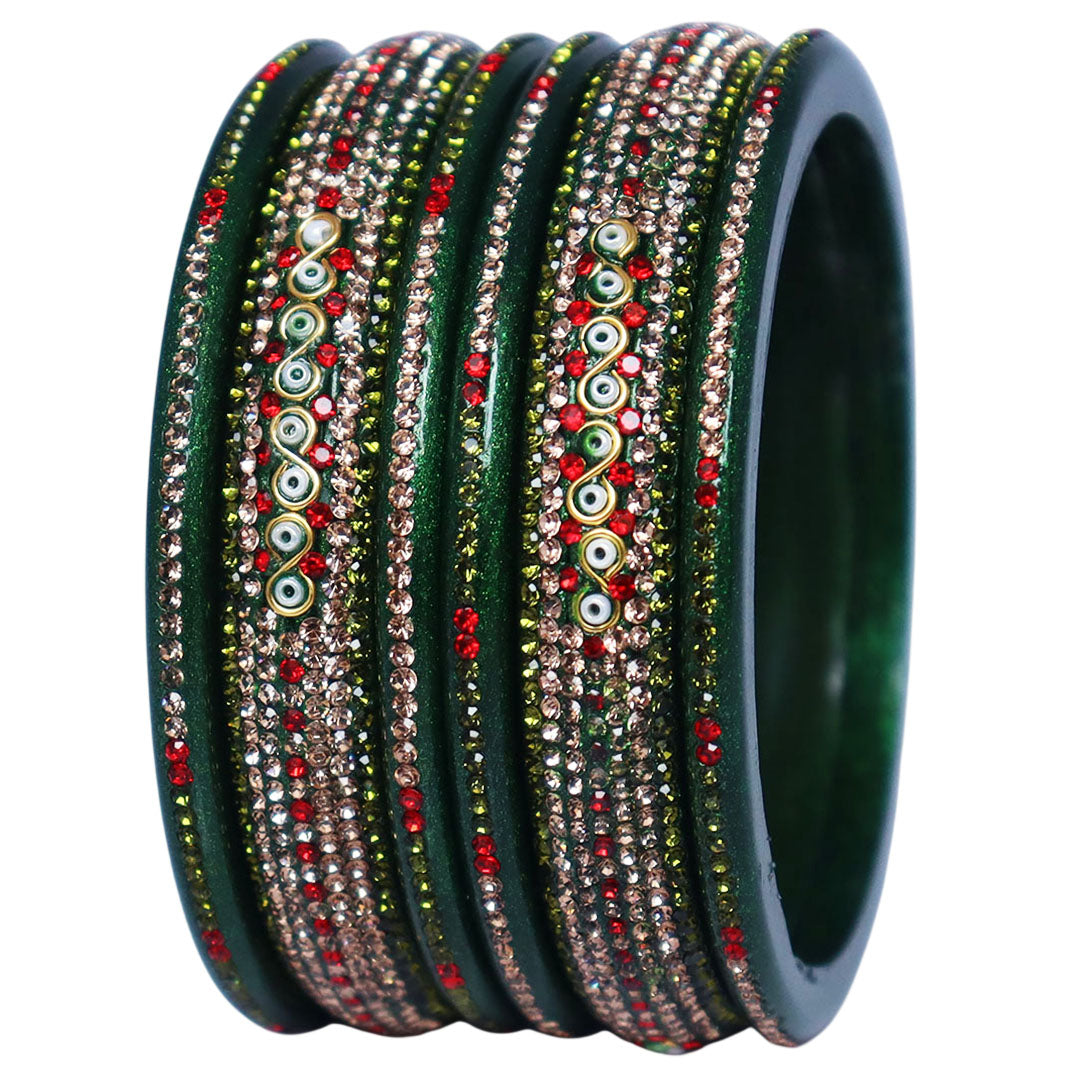 Jaipuri Lac Bangles with Latest Beads & Rhinestone Design