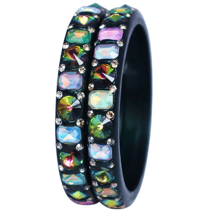 Handcrafted Traditional Rajasthani Lac Bangles for Women with Multicolor AD Stones and Antique Finish