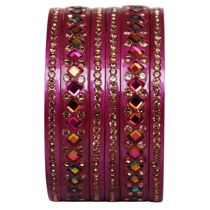 Women's Traditional Lac Bangles Set With Latest Rainbow Kundan Design