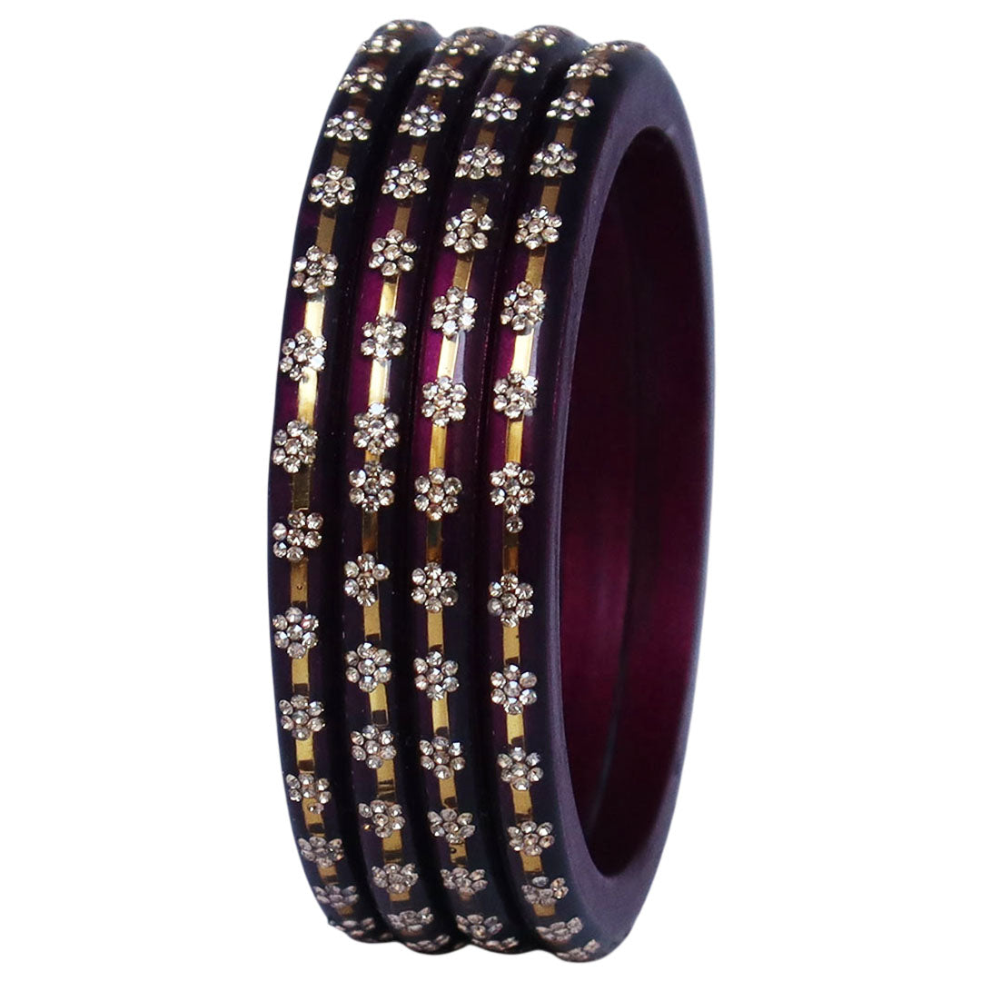 Classic Rajasthani Lac Bangles with Sparkling Flower Stones