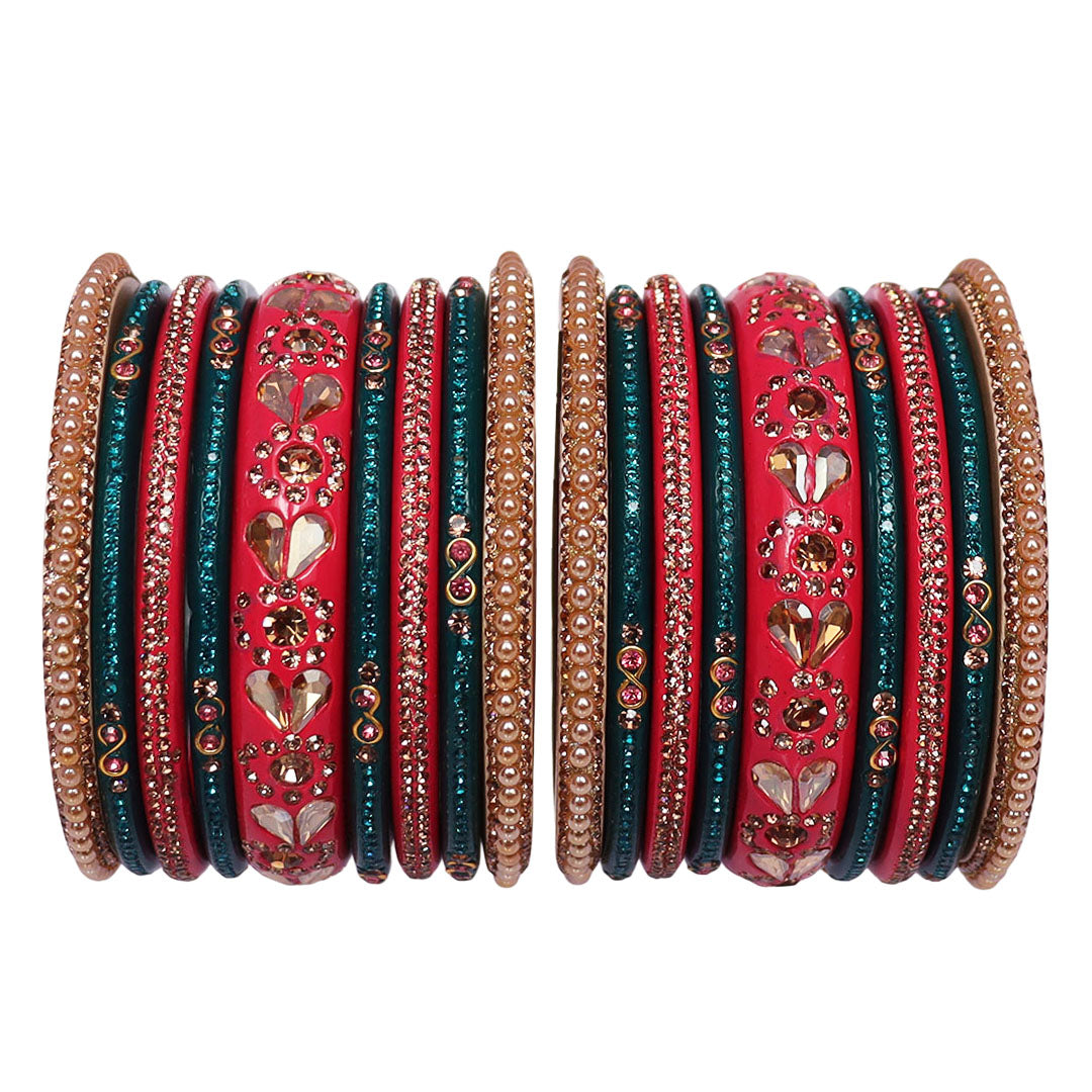Handmade Lac Bangles For Women With Latest Rhinestones Design