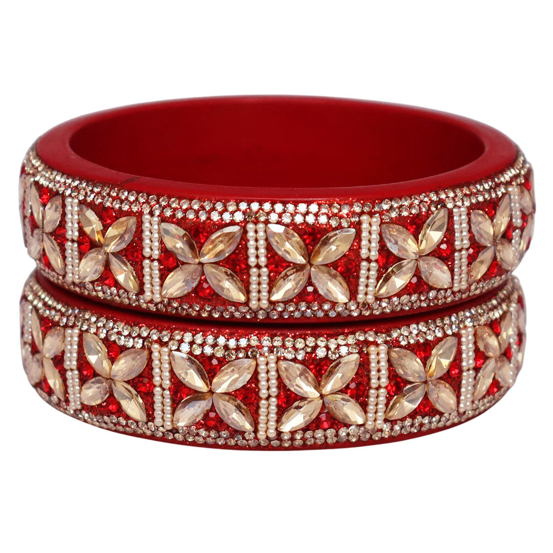 Jaipuri Handmade Lac Kada with Kundan Beads Craft