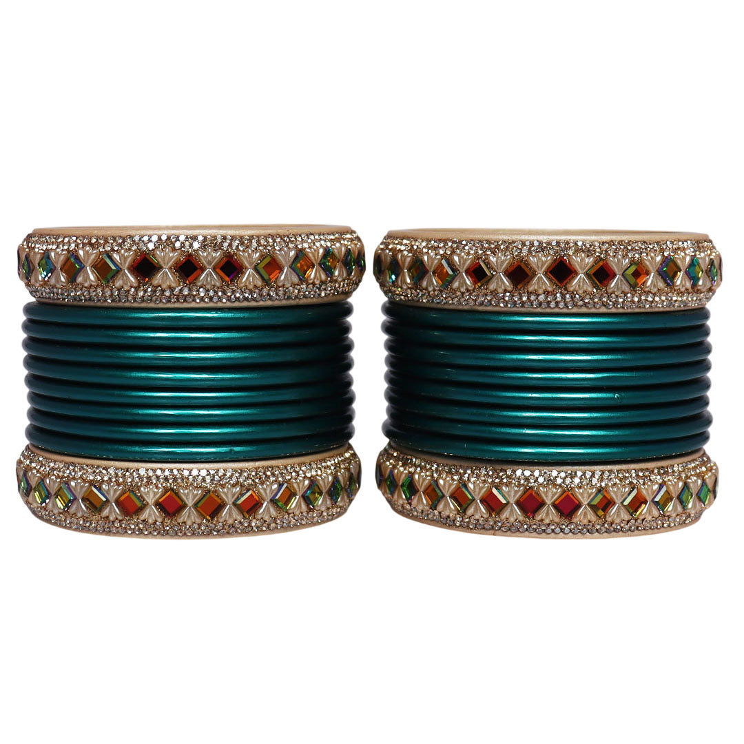 Handcrafted Pure Lac Bangles Set for Women with Designer Artificial Stone By TAJ BRIDAL STORE