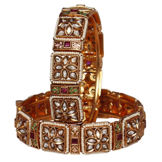 Fashion Gold Plated Bracelet for Girls in Traditional Stones Design