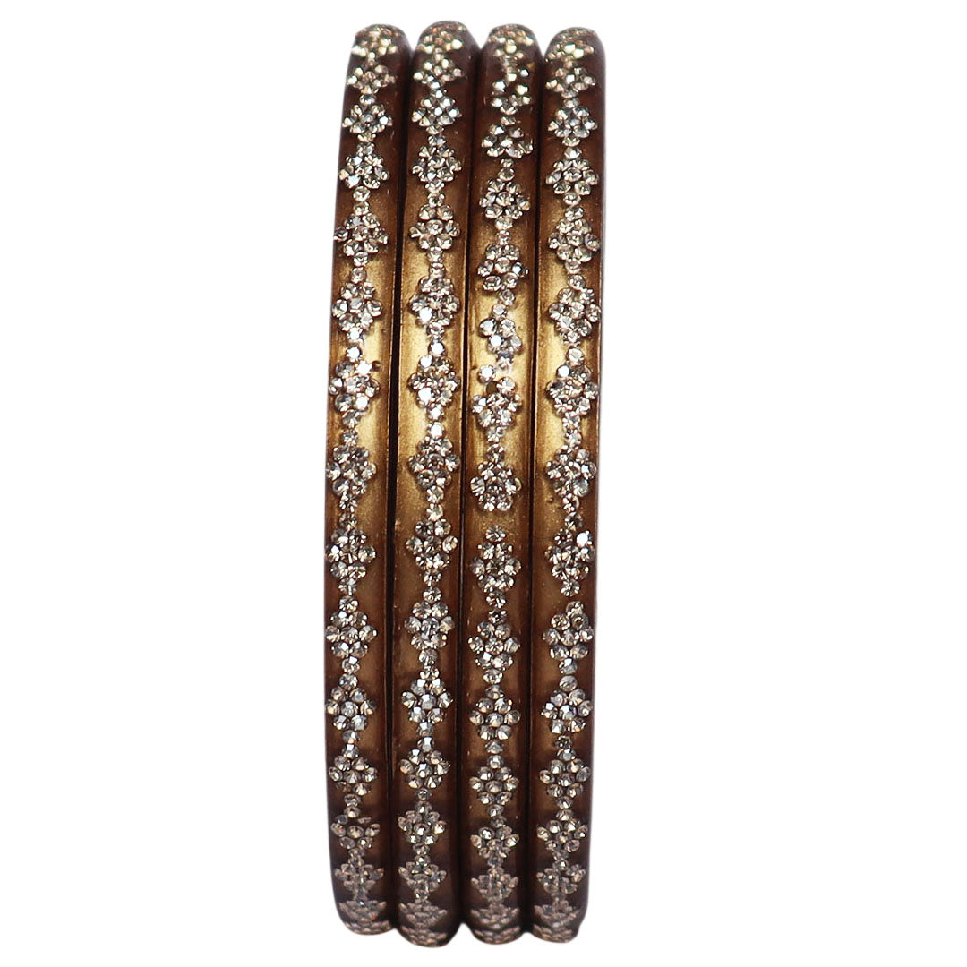 Designer lac bangles with glossy finish and rhinestone work