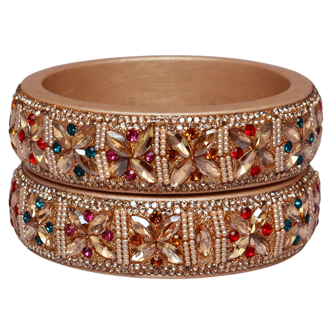 Jaipuri Handmade Lac Kada with Kundan Beads Craft