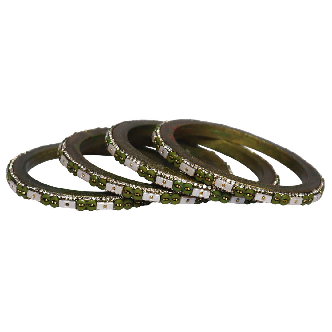 Designer Rajasthani Lac Bangles with Rhinestone & Bead Work by Taj Bridal Store