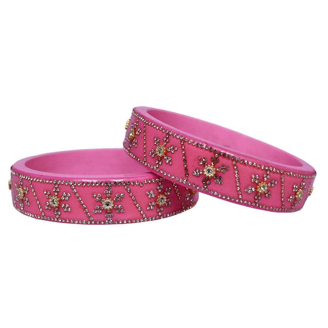 Designer Lac Bangles For Girls in Rhinestones Design