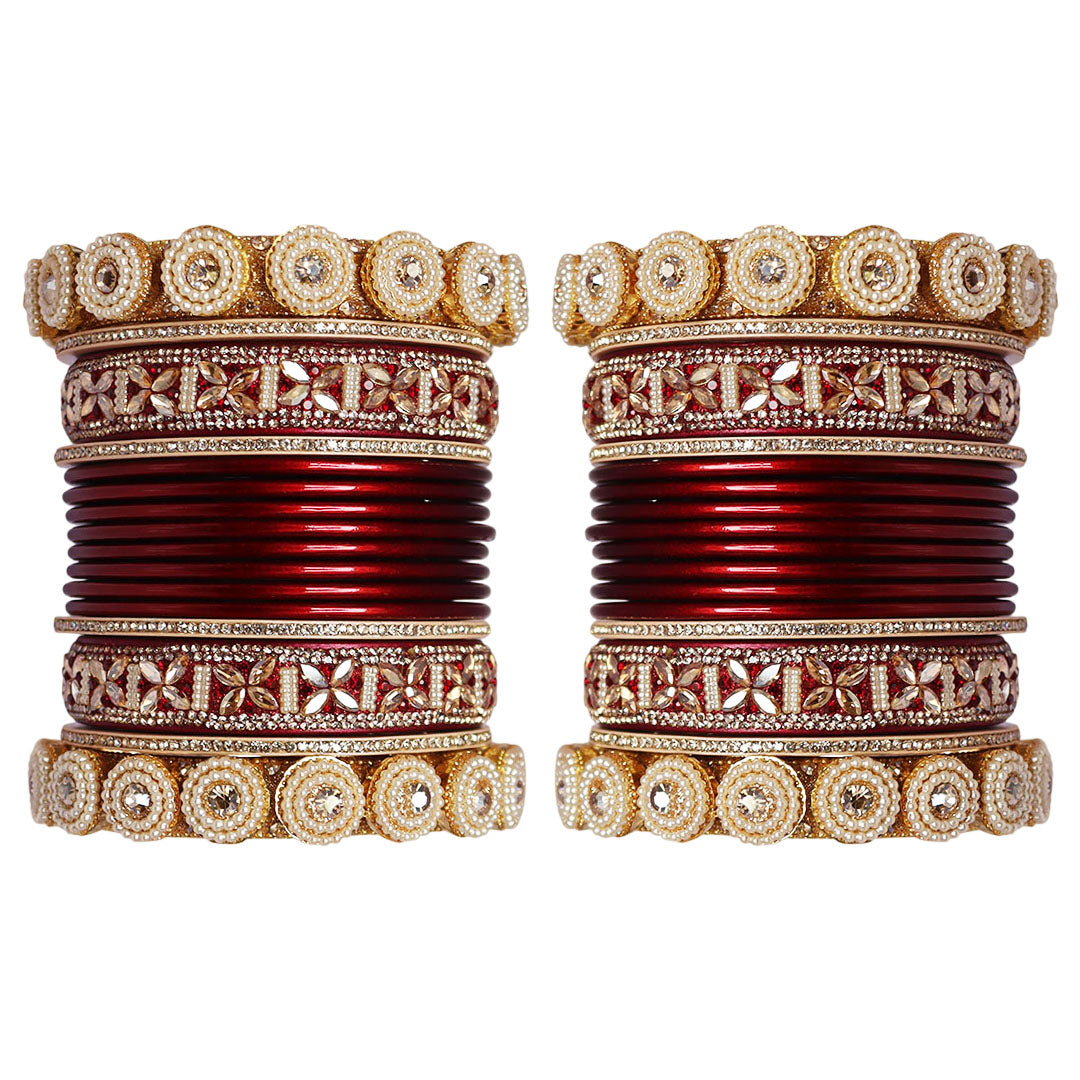 Designer Wedding Bangles with Pearls and Rhinestones